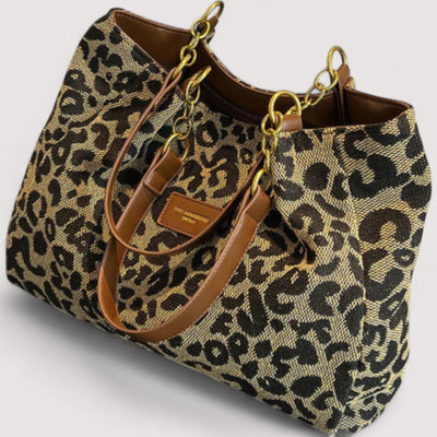 EDITH | SHOPPINGTASKE I CANVAS MED LEOPARDMØNSTER