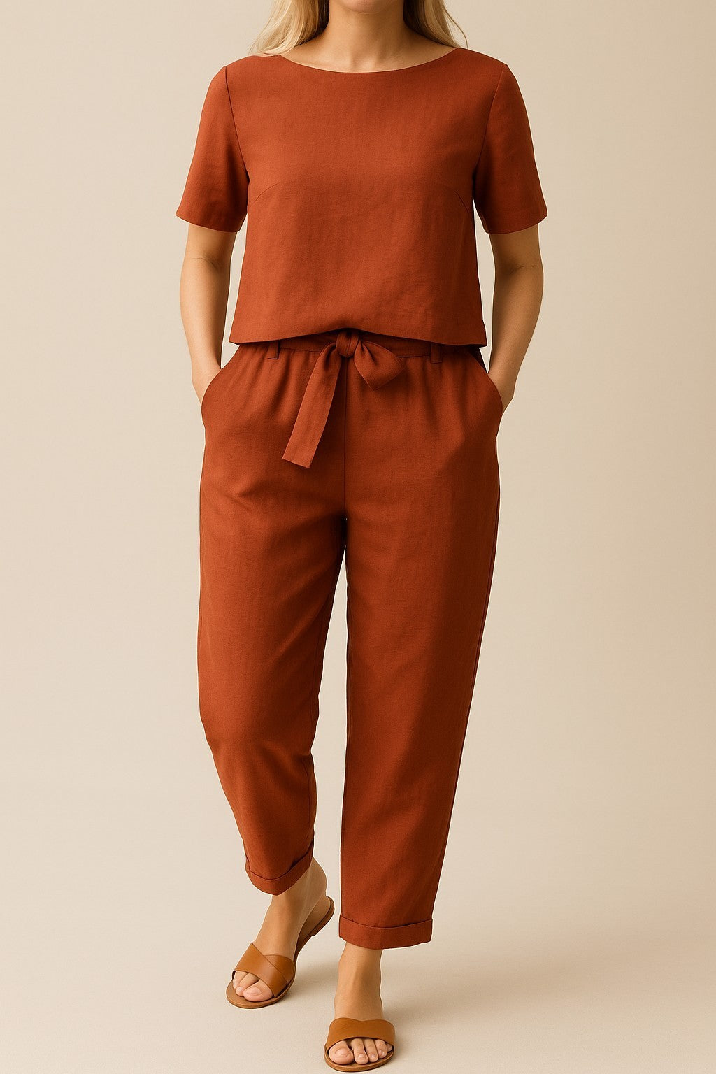 Sæt Siv | Ensfarvede & Komfortable Bukser + Matchende Top