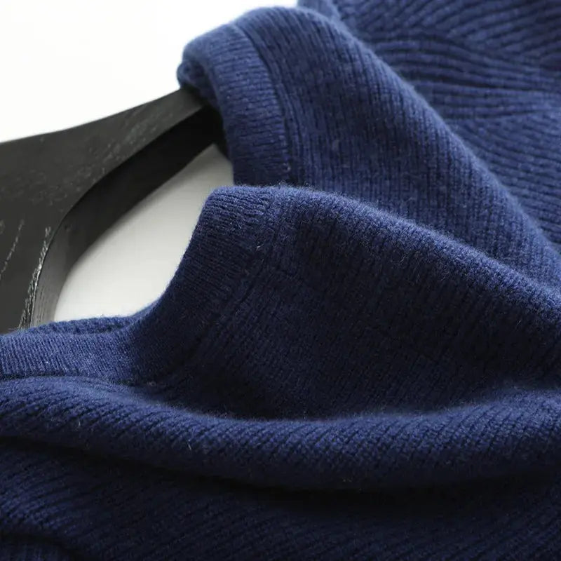 Cashmere Strik Zip Vest - Intens Blå