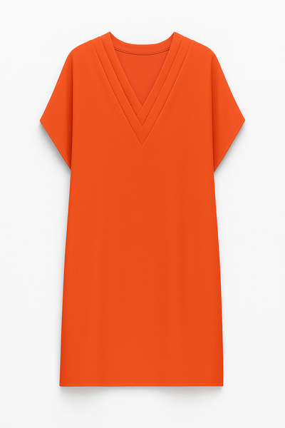 Ida KJOLE | Kort kjole med struktureret V-udskæring