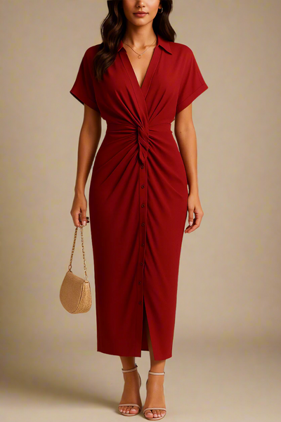 VILMA KJOLE | Lang kjole med knudedetalje