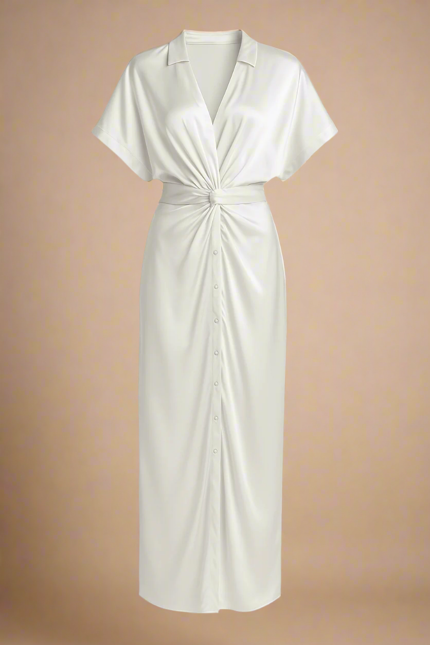 VILMA KJOLE | Lang kjole med knudedetalje