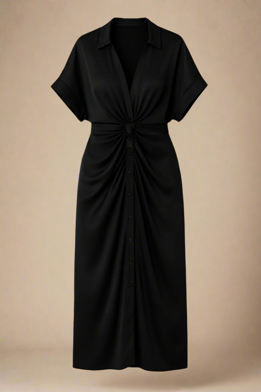 VILMA KJOLE | Lang kjole med knudedetalje