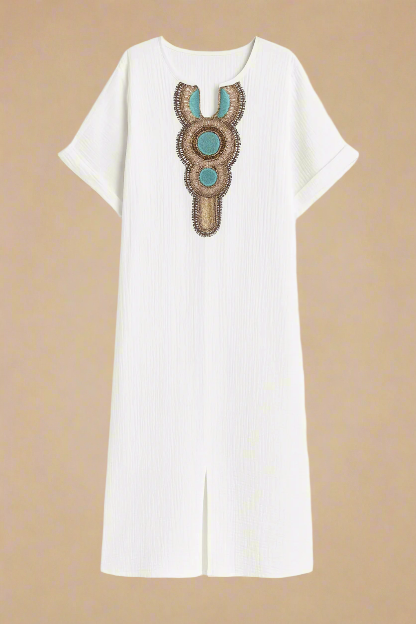 SAGA KJOLE | Lang kjole med decoteret hals og sideslidser