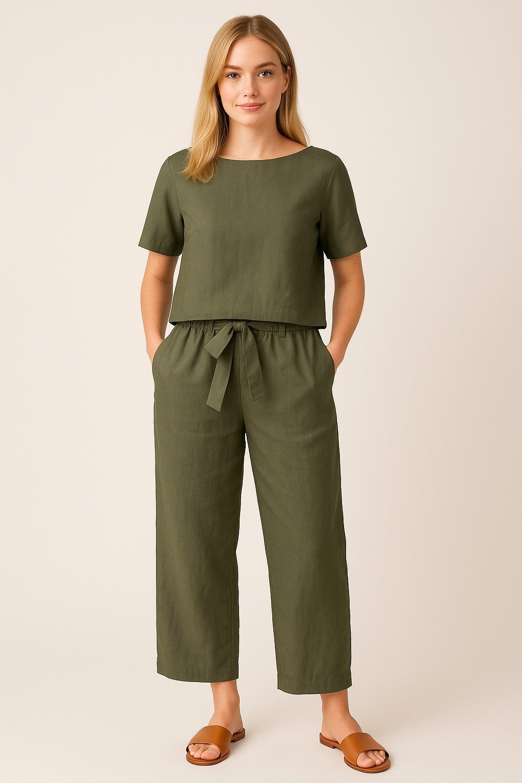 Sæt Siv | Ensfarvede & Komfortable Bukser + Matchende Top