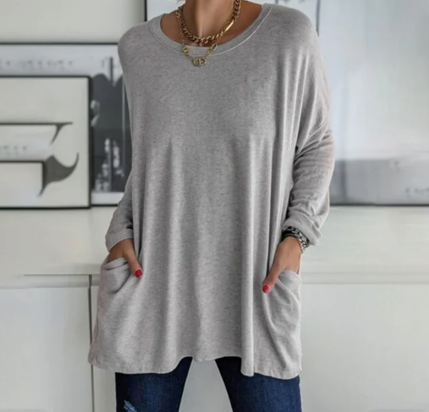 Ava™ | Casual Oversized Tunic Top med lommer