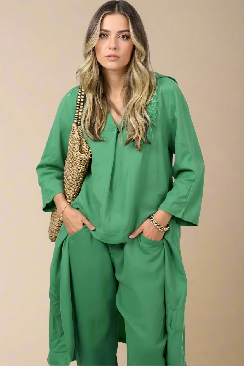 Sæt Norena | Ensfarvede & Komfortable Bukser + Matchende Top