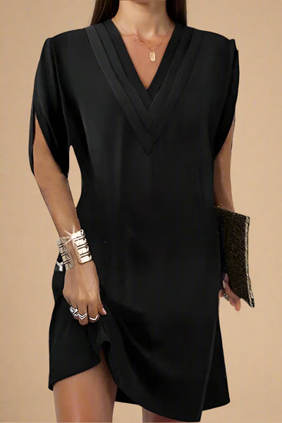 Ida KJOLE | Kort kjole med struktureret V-udskæring